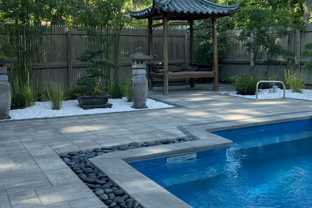 Pool Deck with Stone Flooring